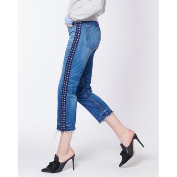 Veronica Beard Denim - Veronica Beard Ines Cropped Straigh-leg Girlfriend Rhinestone Jeans size…